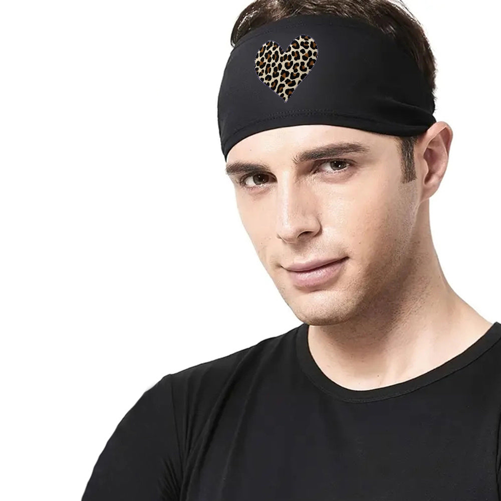 Men's Leopard Print Breathable Sports Headband with Golden Accents