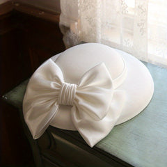French Style Church Fascinator Hat Solid Bow Decor Derby Hat