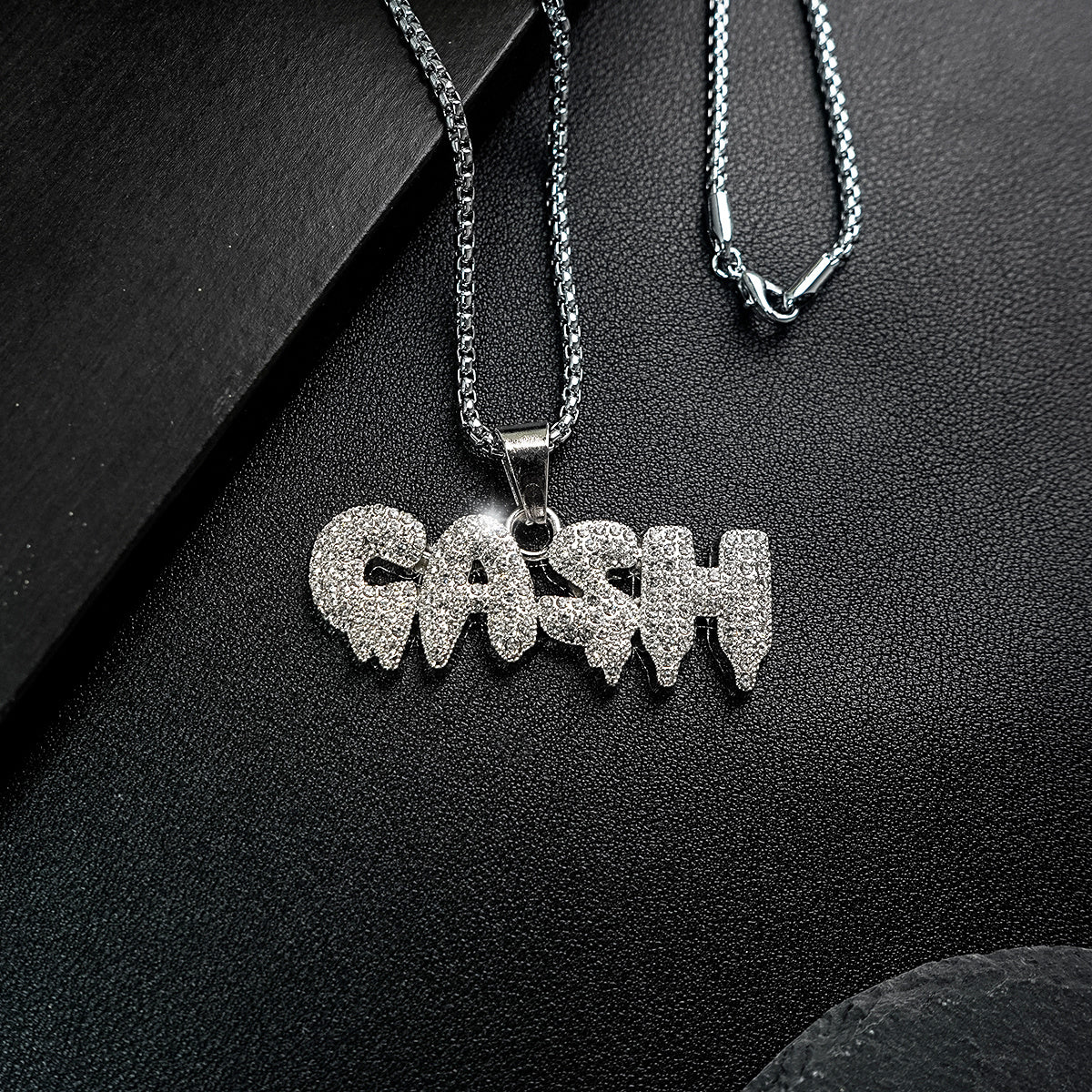 Punk Hip Hop Silver Rhinestone Letter Necklace