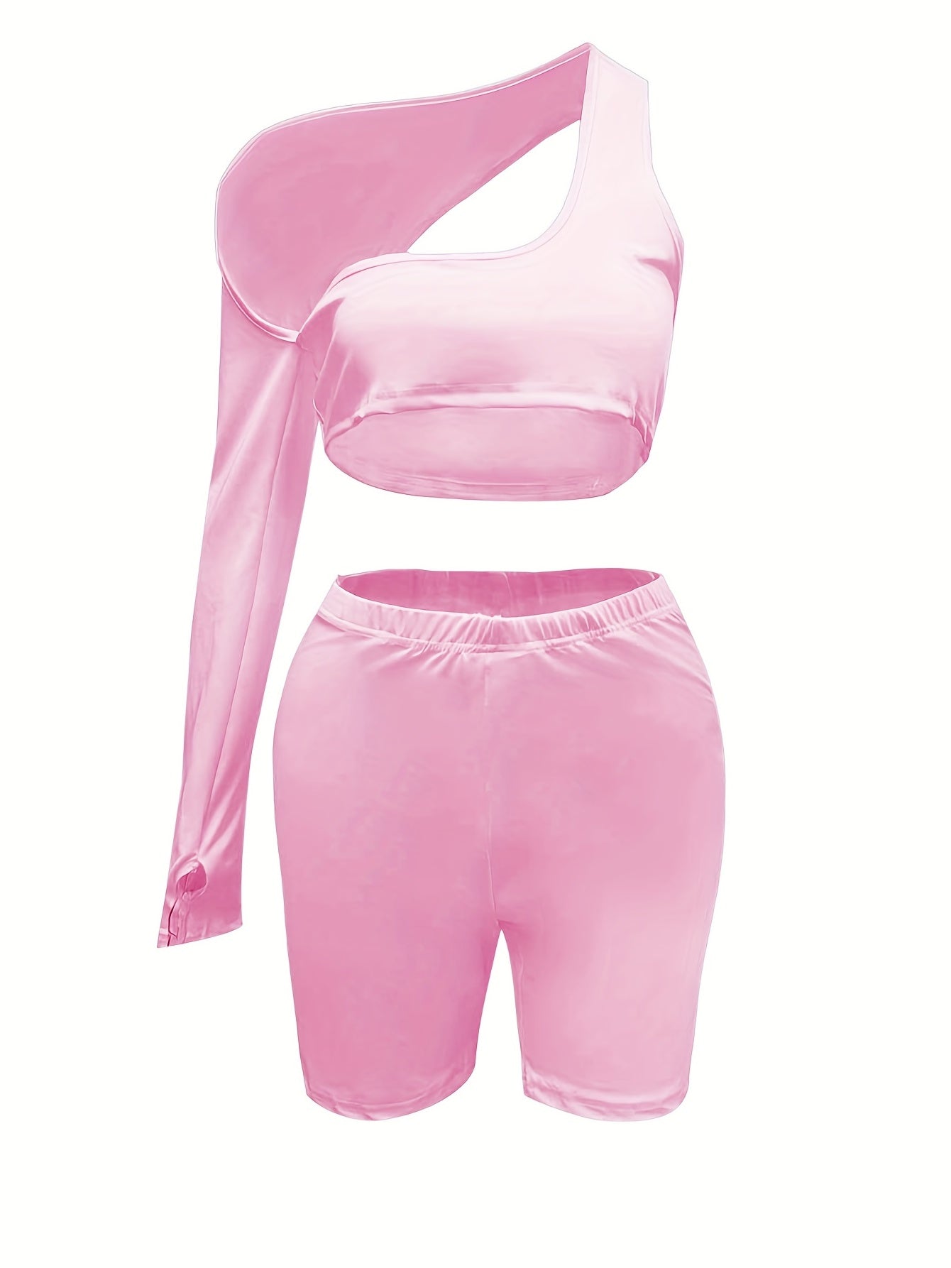  Sexy One Shoulder Crop Top & Shorts Set