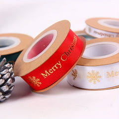 2pcs Christmas Snowflake Decoration Polyester Ribbon DIY Packaging Craft Ribbon