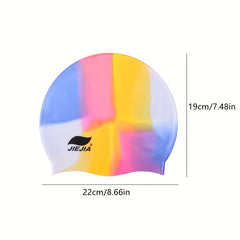 Unisex Gradient Silicone Swimming Cap Ear Protection Durable Waterproof