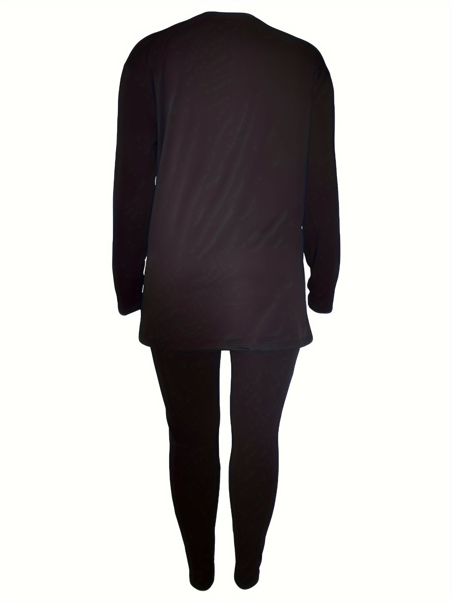  Women's Figure & Slogan Print Long Sleeve Top & Pants Set