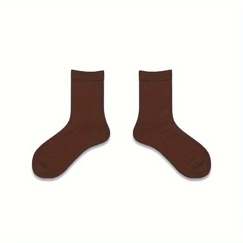 Men's Solid Crew Socks Warm Thermal Comfy Casual Unisex Socks