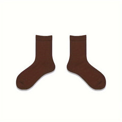 Men's Solid Crew Socks Warm Thermal Comfy Casual Unisex Socks
