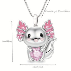 Cartoon Cuddle Heart Pendant Necklace Rhinestone Jewelry