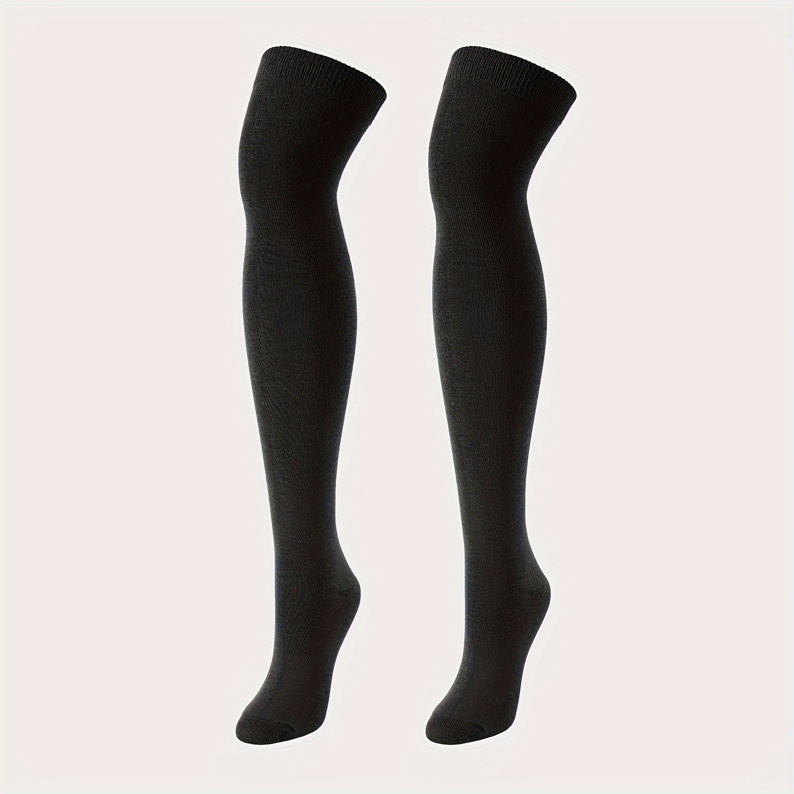 Solid Thigh High Socks Warm Over The Knee Socks Women's Stockings