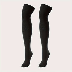 Solid Thigh High Socks Warm Over The Knee Socks Women's Stockings