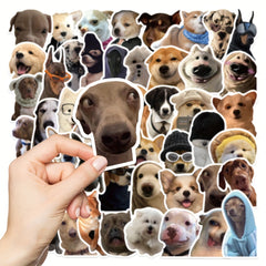 50pcs Funny Dog Expression Waterproof Stickers for Phone Laptop Water Cup Fridge