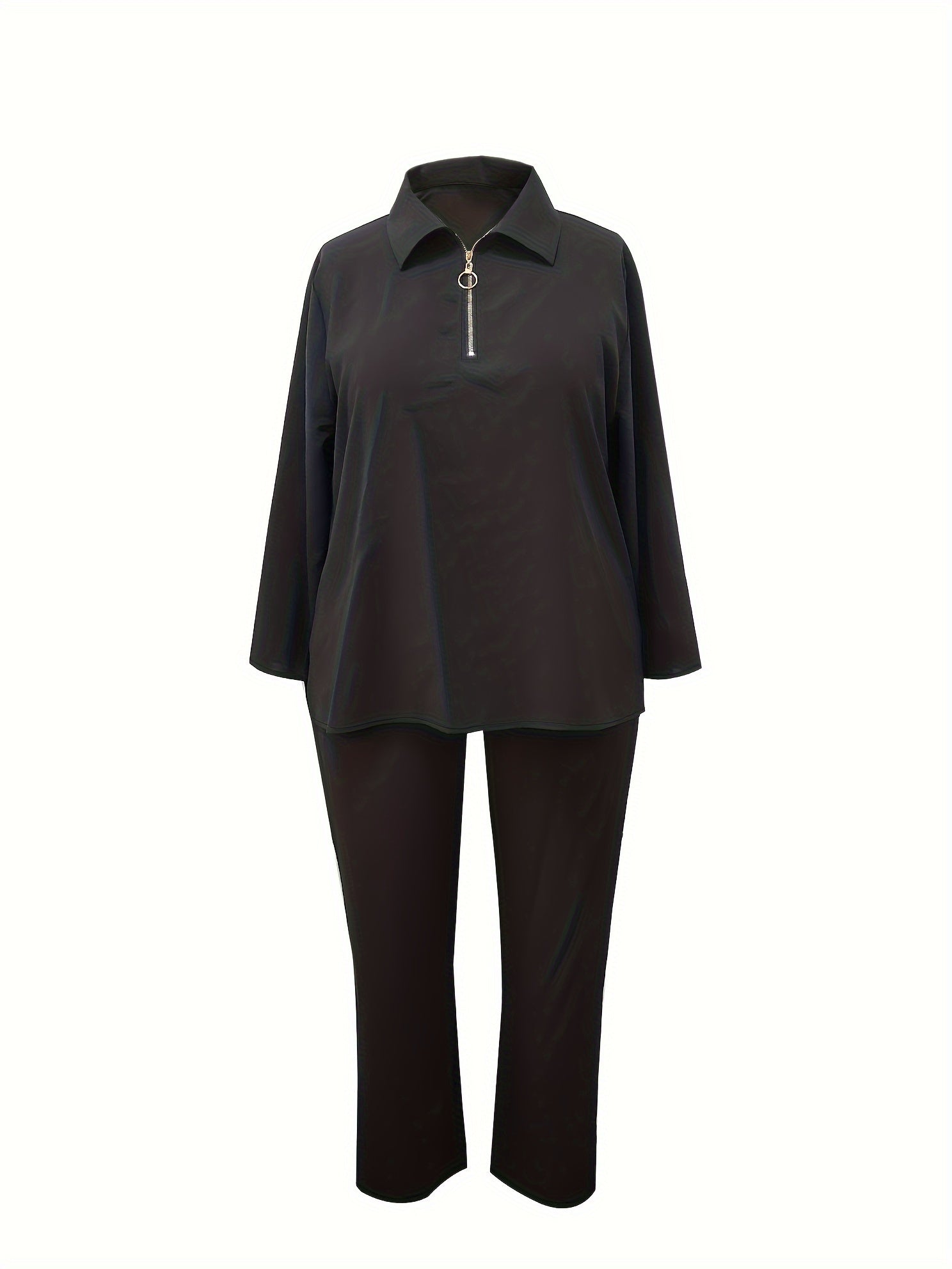  Casual Outfits Set Women's Solid Half Zip Top & Pants