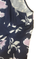  Floral Print Short Sleeve Round Neck Dress