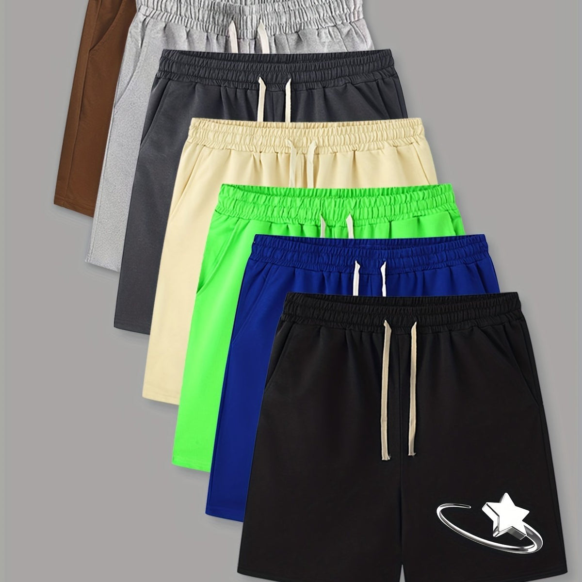 Star Pattern Comfy Shorts Men's Casual Elastic Waist Drawstring Shorts