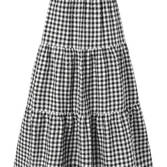  Gingham Print High Rise Maxi Skirt Women's Plus
