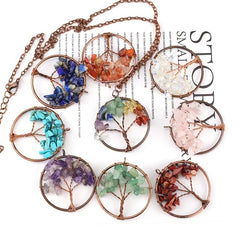 Amethyst Crystal Tree Of Life Necklace Antique Red Copper 3 5MM