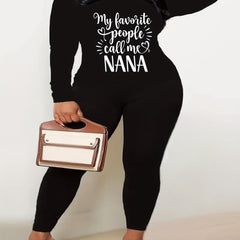  Slogan Print Top & Leggings Set