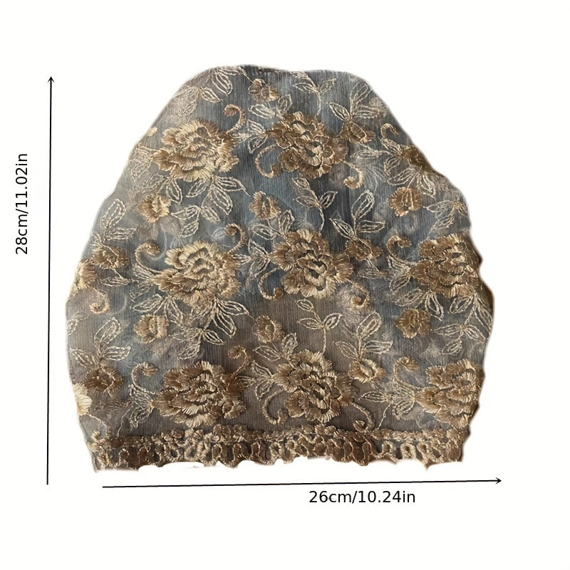 Rose Embroidery Lace Turban Cap Double Layer Beanie Ramadan Head Wrap Inner Hija