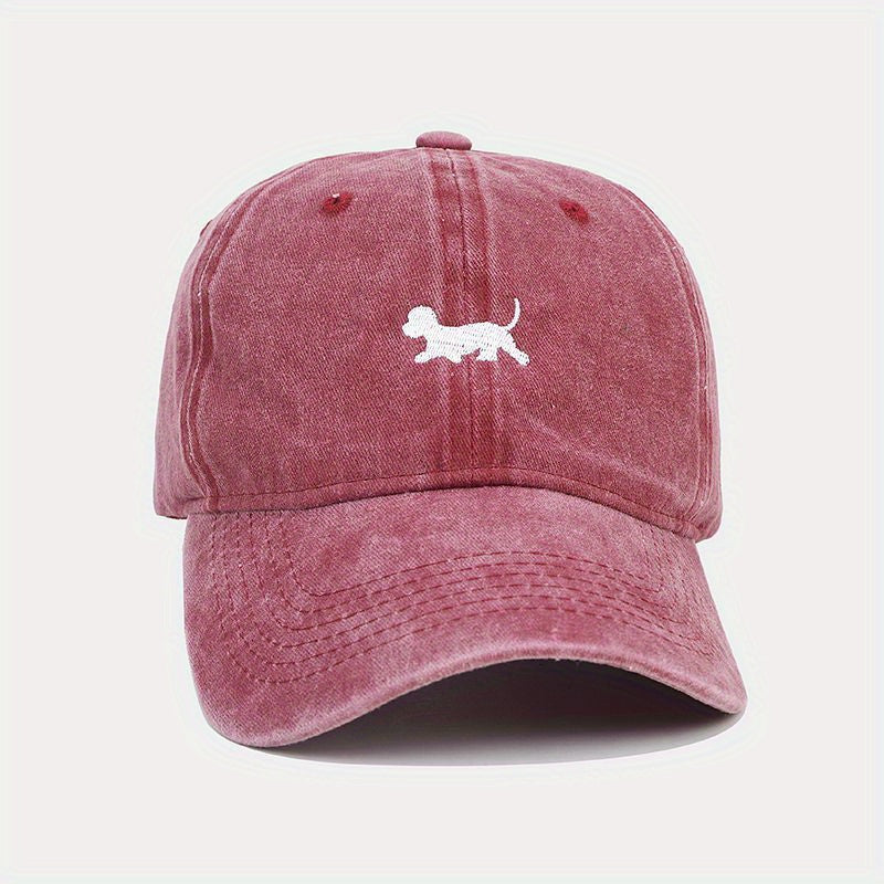 Puppy Embroidery Baseball Cap Cartoon Dog Washed Distressed Dad Hats