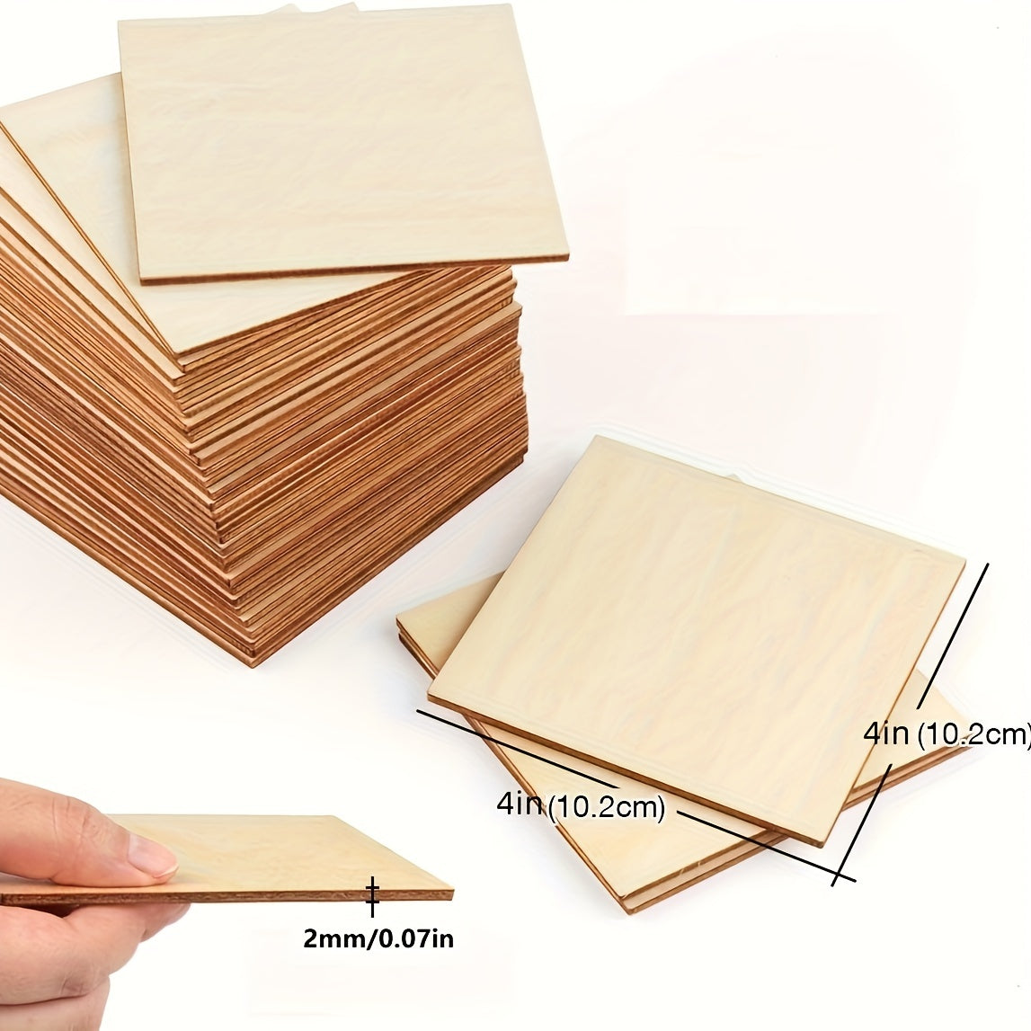 30pcs 4 Inch Unfinished Wooden Chips Square Blank for DIY Crafts