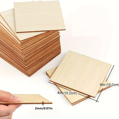 30pcs 4 Inch Unfinished Wooden Chips Square Blank for DIY Crafts