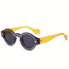 Y2K Round Sunglasses Hiphop Rivet Anti Glare Glasses UV400