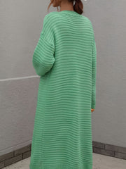  Solid Ribbed Long Sleeve Cardigan