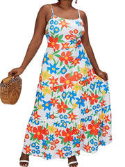  Retro Floral Print Maxi Dress