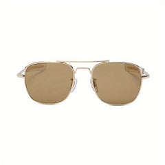 Men's Metal Frame Sunglasses with Tempered Glass Lenses