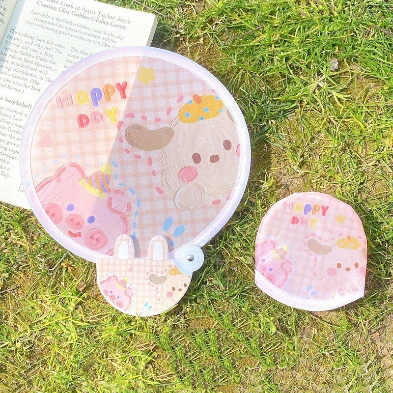 Kids Cartoon Round Fan Mini Cloth Pocket Fan Portable Fan