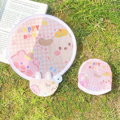 Kids Cartoon Round Fan Mini Cloth Pocket Fan Portable Fan