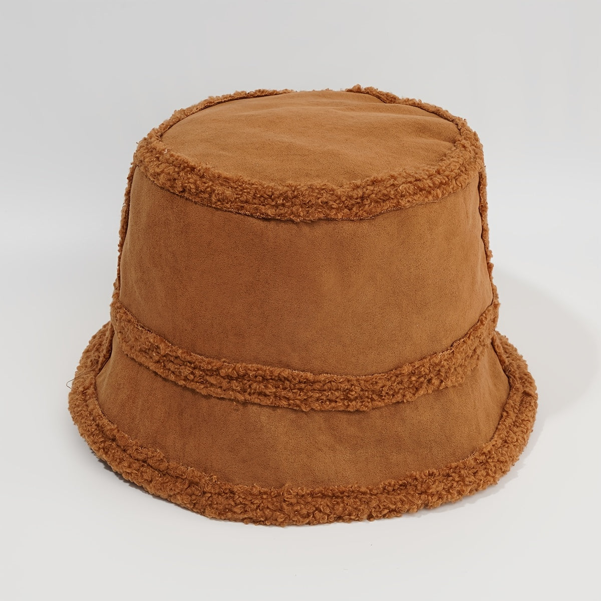 Reversible Suede Lamb Wool Bucket Hat - Unisex Solid Fisherman Hat