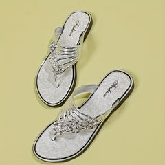 Rhinestone Flip Flops Flat Summer Shoes