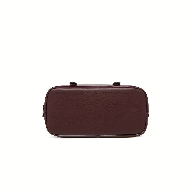 Vintage Leather Handbag for Women Burgundy Adjustable Strap Zip Closure