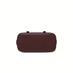 Vintage Leather Handbag for Women Burgundy Adjustable Strap Zip Closure