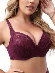  Sheer Lace Sexy Bralette Women's Plus Stretchy Bra