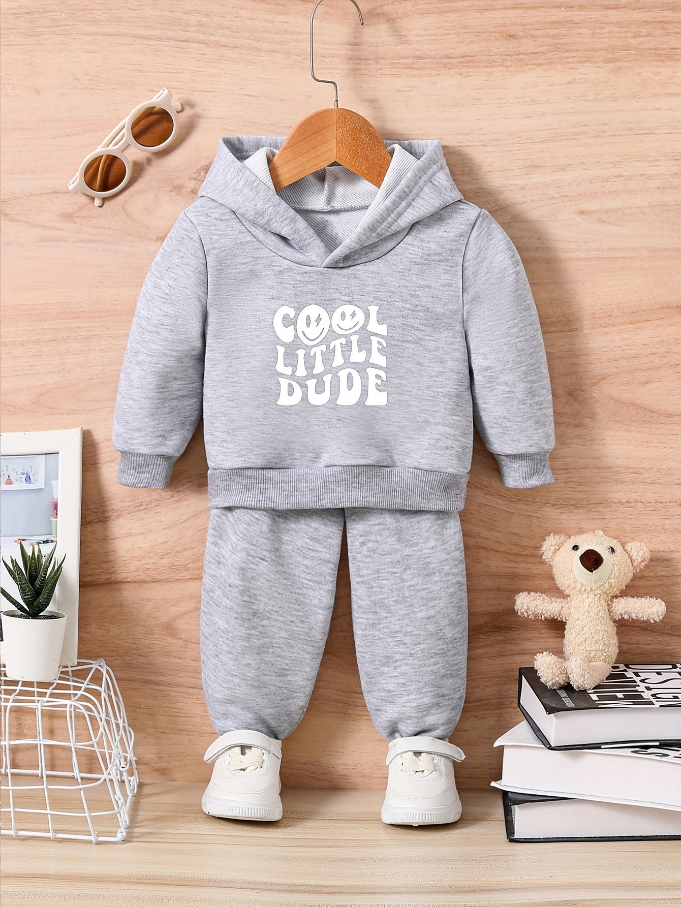 Baby Ltr Print Casual Outfit Hoodie Trousers Set LITTLE DUDE