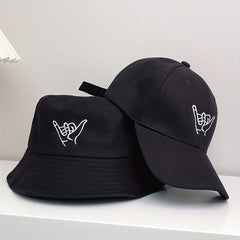 2pcs Baseball Cap Bucket Hat Embroidered Pattern Men