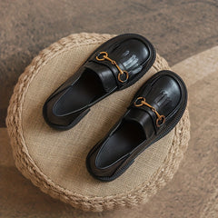 Women's Tassel Chunky Heel Loafers Slip On Shoes