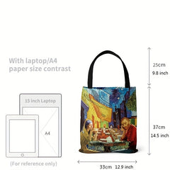 Vintage Painting Pattern Canvas Bag Lightweight Shoulder Handbag