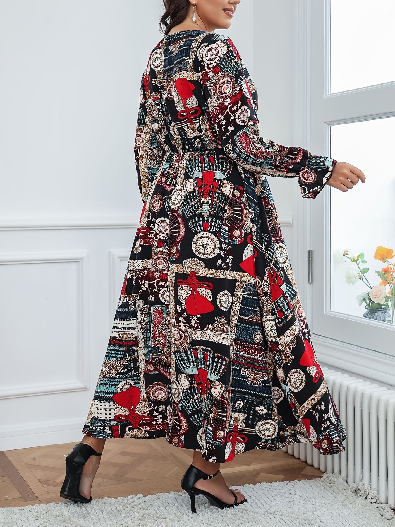 Flounce Sleeve Tie Front Maxi Dress