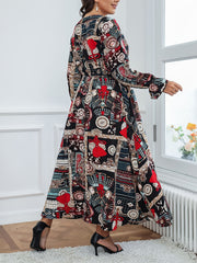 Flounce Sleeve Tie Front Maxi Dress
