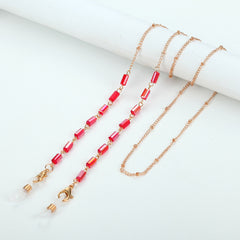 Crystal Glass Cuboid Glasses Chain and Mask Holder Necklace