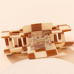 Brown Hair Clip Barrettes Rectangular Claw Clips For Women No Slip Grip