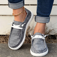 Women's Graphite Boat Shoes Lace Up Slip on Lightweight Casual Walking Shoes