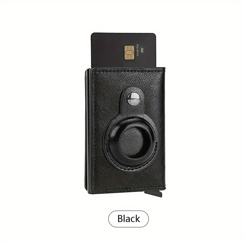 RFID Blocking Card Holder Airtag PU Leather Tracker Bracket Credit Card Bag