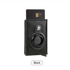 RFID Blocking Card Holder Airtag PU Leather Tracker Bracket Credit Card Bag