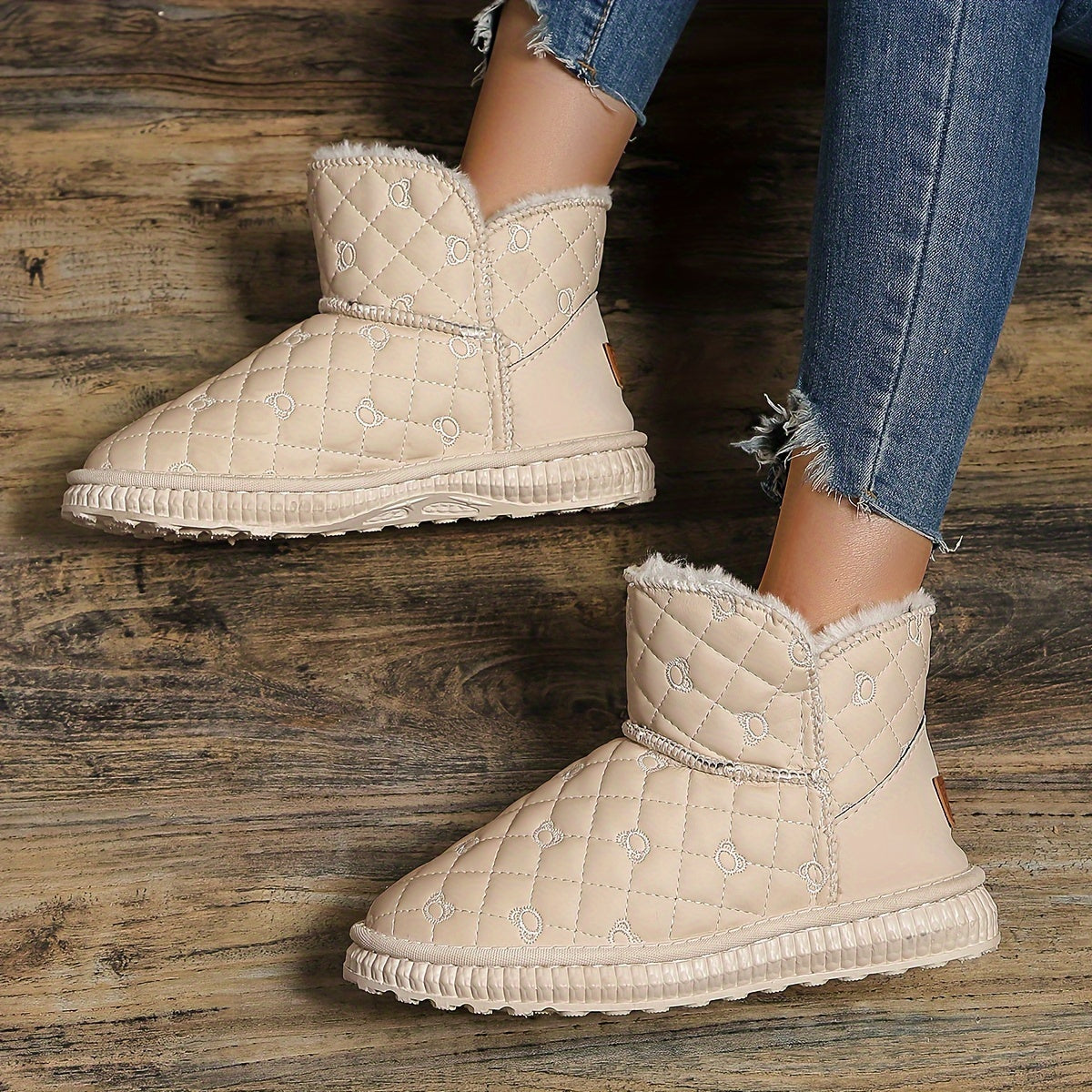 Women's Solid Medium Tube Snow Boots Non-slip Outdoor Warm Boots