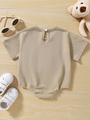 Baby Girls Romper Knit Clothes Waffle Bear Pocket Onesie