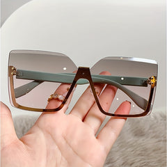 Gradient Metal Semi Rimless Sunglasses UV400