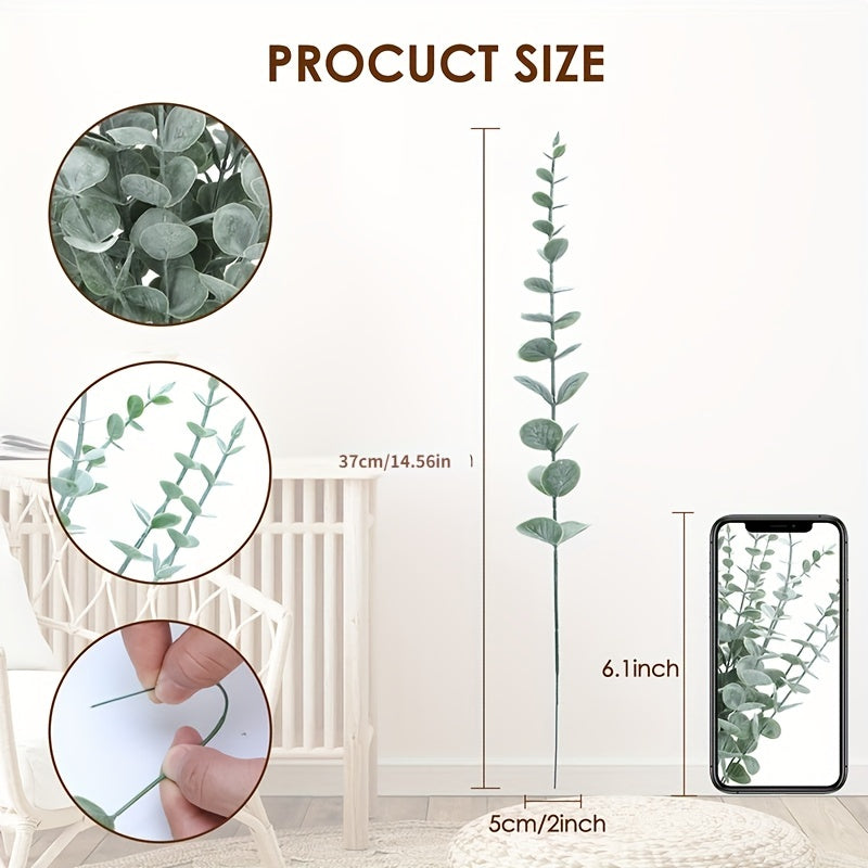 12pcs Artificial Eucalyptus Leaves Green Branches Wedding Party