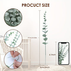 12pcs Artificial Eucalyptus Leaves Green Branches Wedding Party